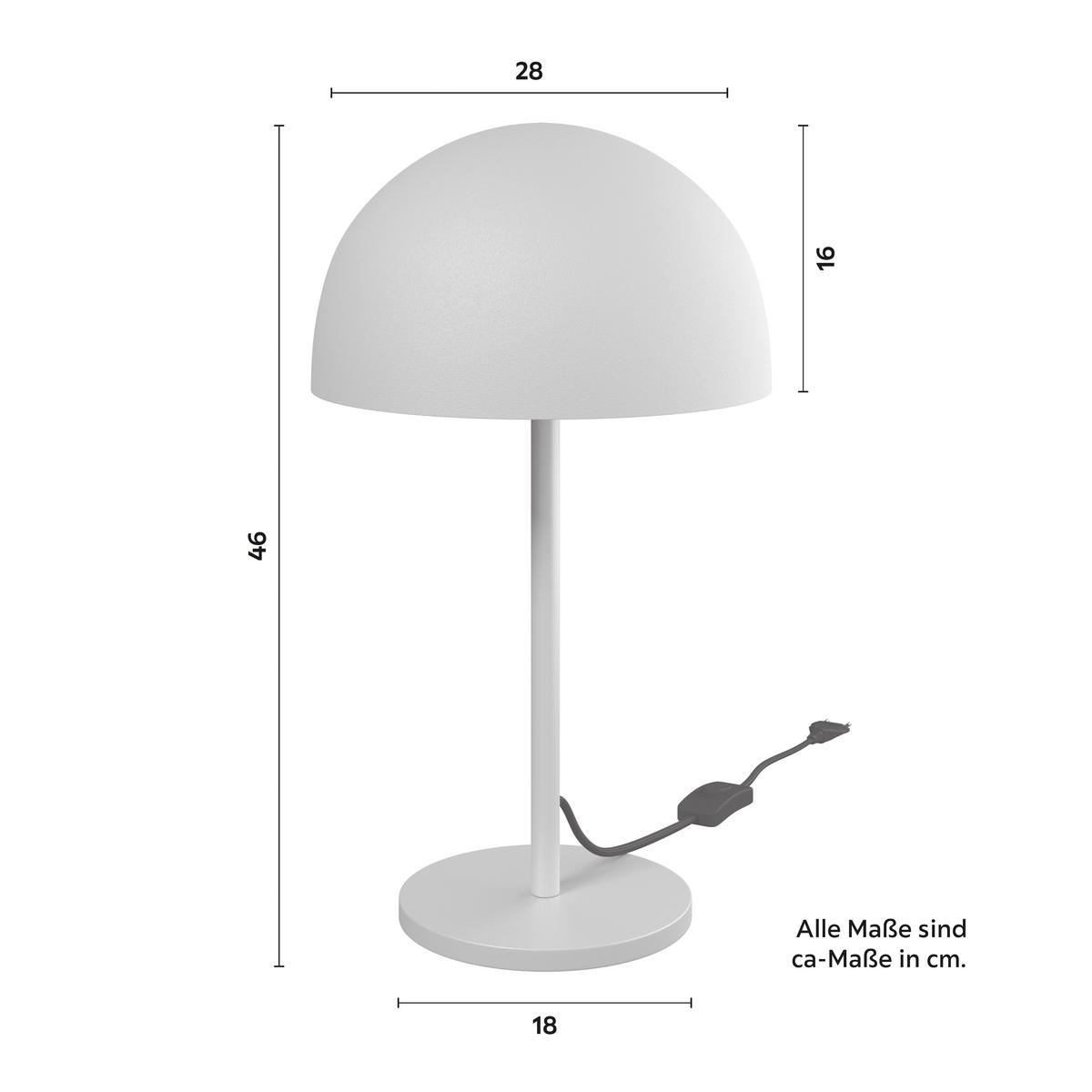 Tischleuchte Taila Hellgrau max. 40 Watt - Hellgrau/Grau, MODERN, Metall (28/46/28cm) - Bessagi Home