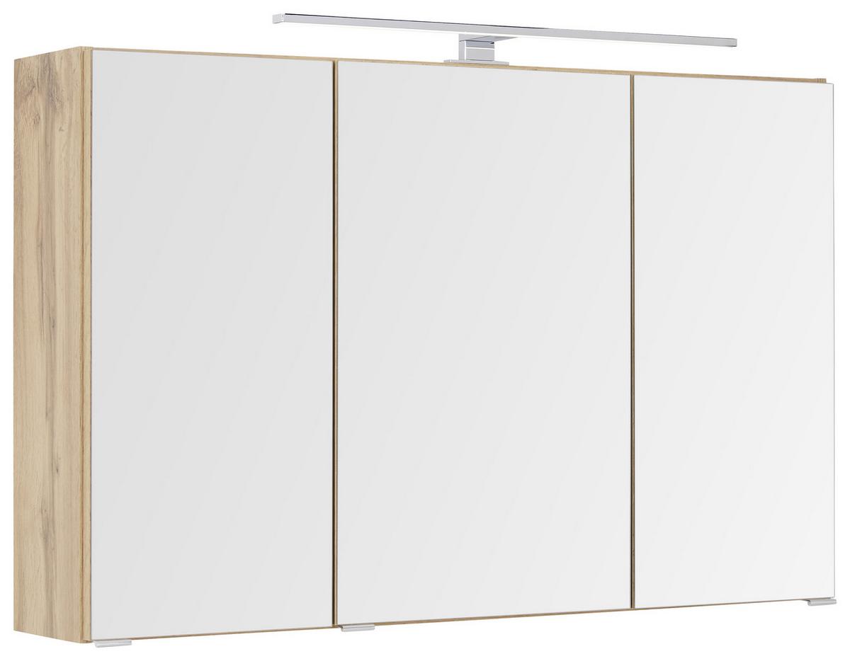 Omara Z Ogledalom Florida, Barva Hrasta, Led - barve kroma/barve hrasta, Moderno, kovina/steklo (100/64/20cm) - Premium Living