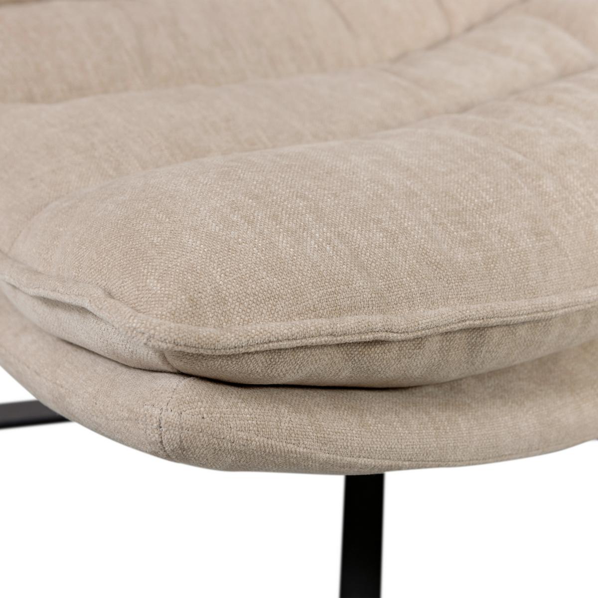 SESSELSET Kube Naturfarben B: 77cm - Schwarz/Naturfarben, Design, Textil/Metall (77/97/69cm) - Livetastic