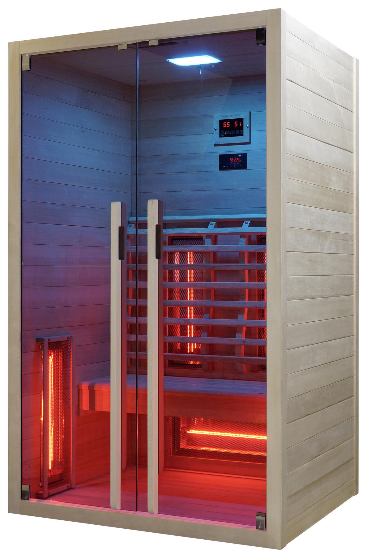 Infrarotkabine Ruby 2 in Braun ca. 120x195x100cm - Naturfarben, Basics, Holz (120/195/100cm) - Sanotechnik