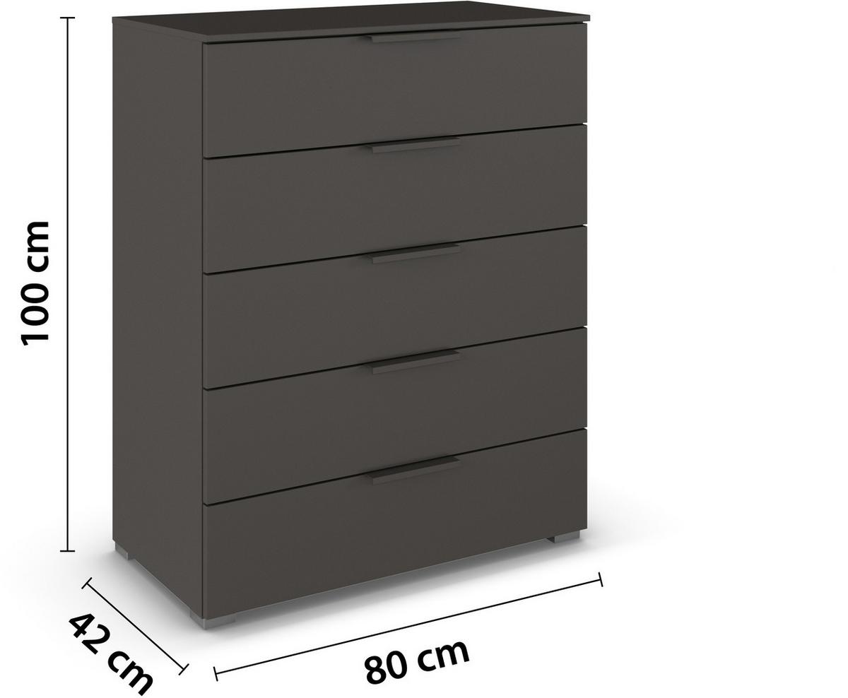 Komoda Paola, Barva Grafita - barve aluminija/barve grafita, Trend, kovina/leseni material (80/100/42cm) - Novel