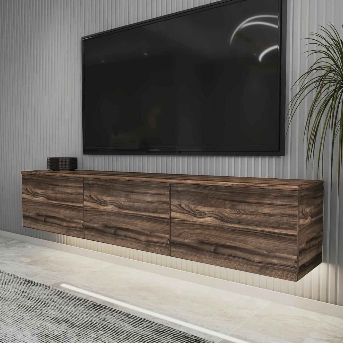 Lowboard Neon Tv-Möbel - Nussbaumfarben, Design, Holzwerkstoff (160/35/32cm) - Livetastic