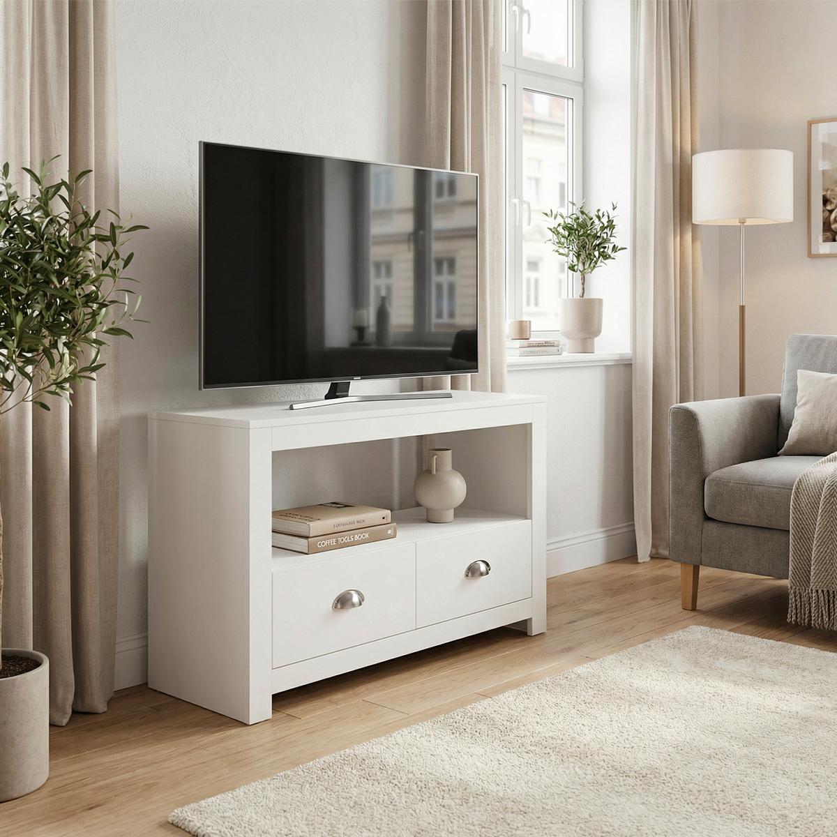 Comodă Joasă Wl7.770 - alb, Design, material pe bază de lemn (85/39/58cm) - Livetastic