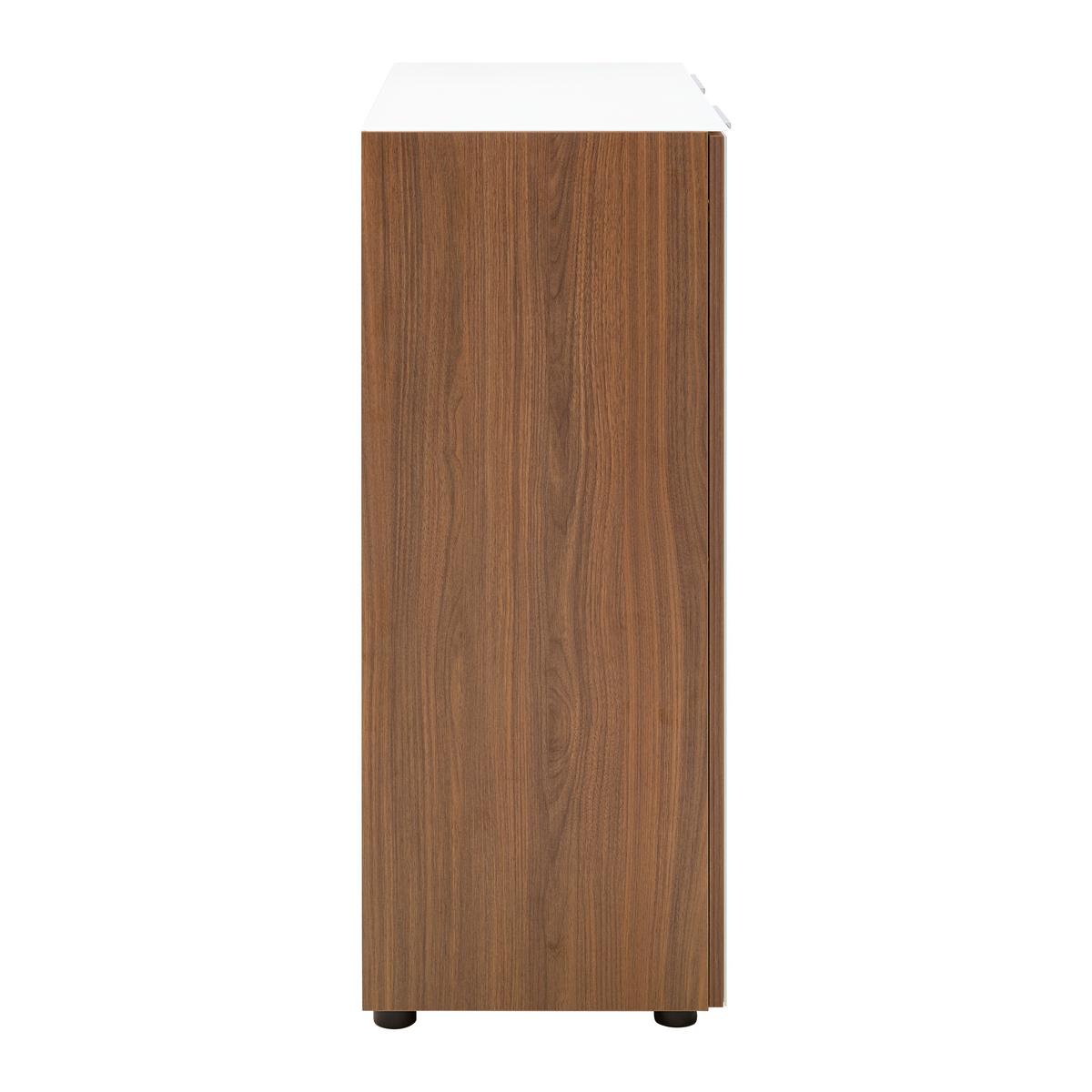 Kommode Siena Weiß/Nussbaumfarben - Silberfarben/Nussbaumfarben, MODERN, Glas/Holzwerkstoff (135/99/40cm) - Mömax