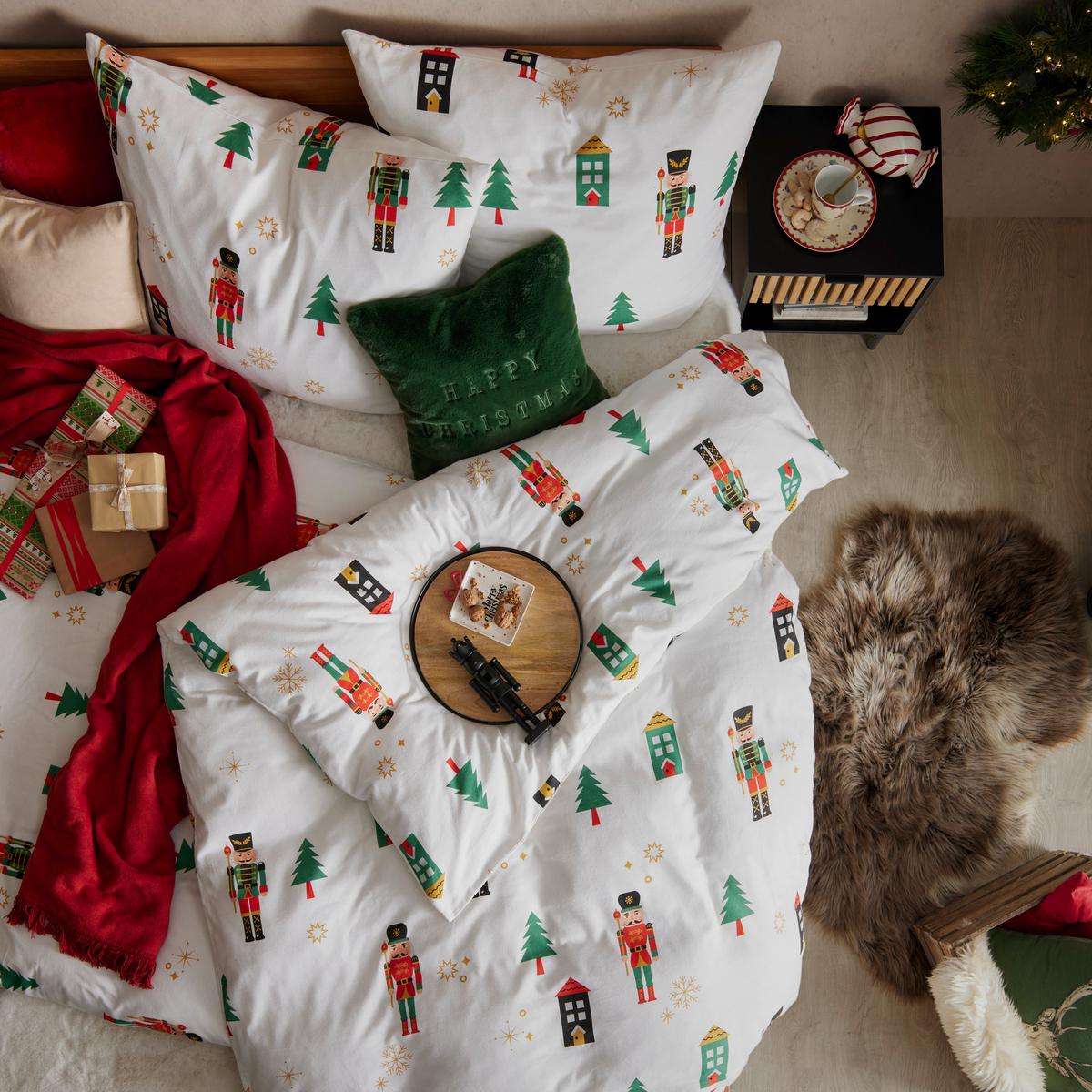 Műszőrme Díszpárna Happy Christmas 45/45 - zöld, Konventionell, textil (45/45cm) - Modern Living