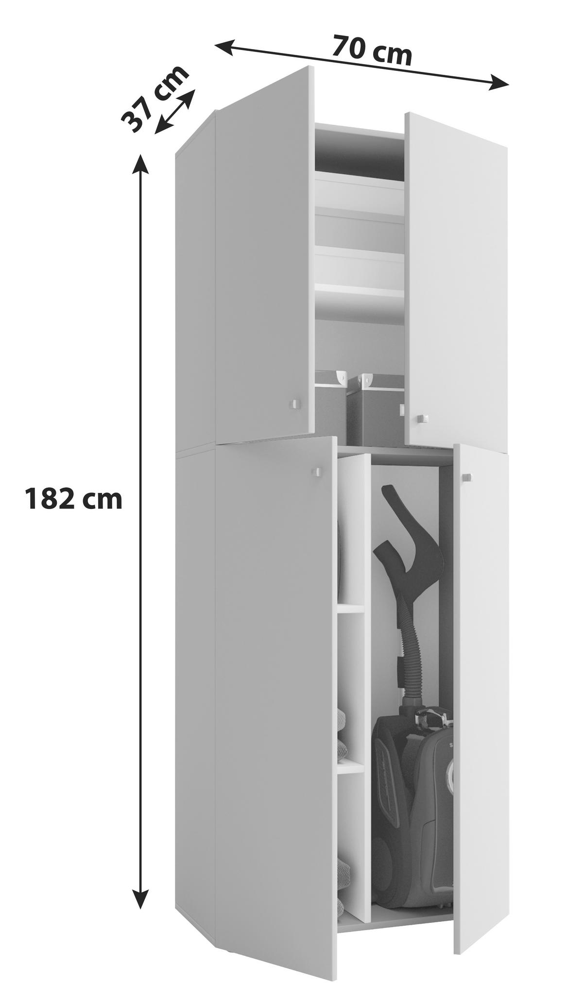 Mehrzweckschrank Lona ca.70x182x37cm Grau - Weiß/Grau, KONVENTIONELL, Holzwerkstoff (70/182/37cm) - MID.YOU