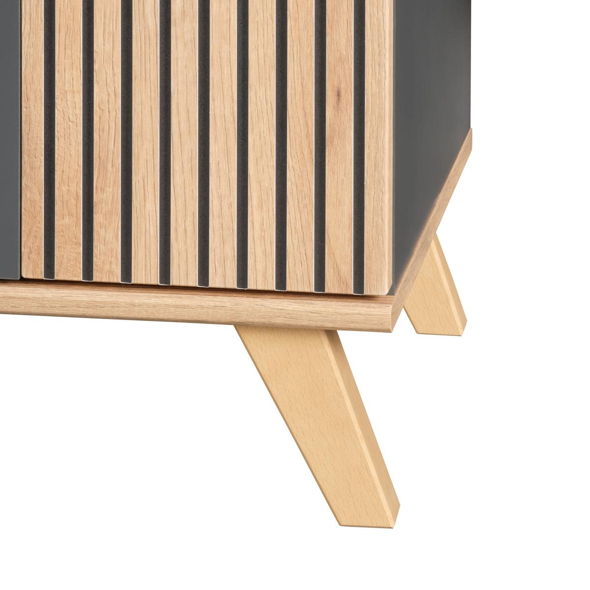 Bancă pentru hol CLEVER - culoare lemn stejar/antracit, Modern, material pe bază de lemn (90/52/38cm) - Modern Living
