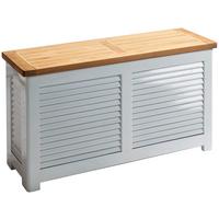 Truhe Classic ca.90x48x30cm Teakholz,Weiß - Weiß/Teakfarben, ROMANTIK / LANDHAUS, Holz (90/48/30cm) - MID.YOU