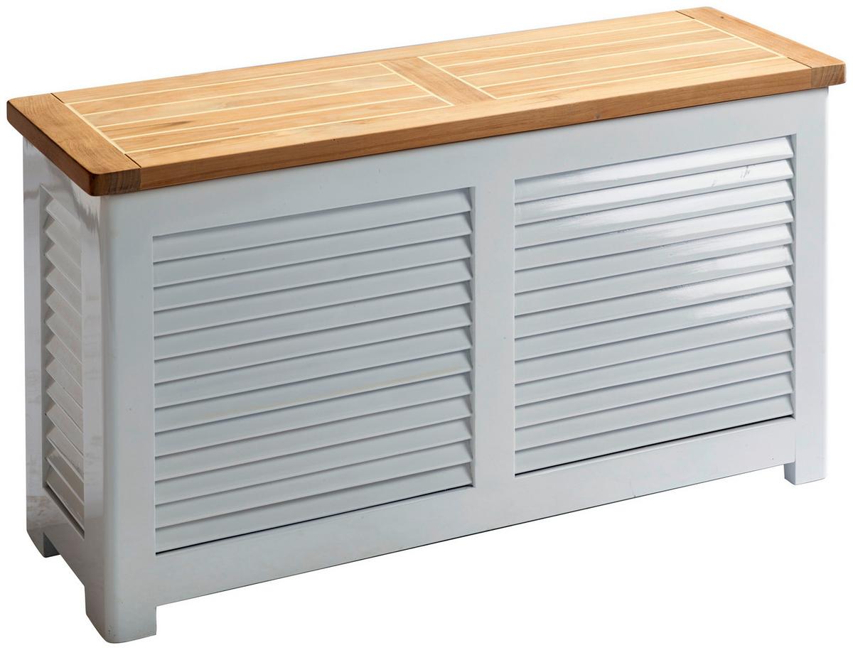 Truhe Classic ca.90x48x30cm Teakholz,Weiß - Weiß/Teakfarben, ROMANTIK / LANDHAUS, Holz (90/48/30cm) - MID.YOU