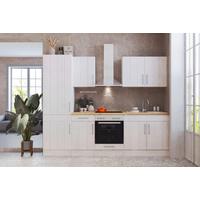 Küchenzeile mit Geräte Weiß /Lärche Dekor B: ca. 270 cm - Wildeiche/Edelstahlfarben, ROMANTIK / LANDHAUS, Holzwerkstoff/Metall (270cm) - Respekta