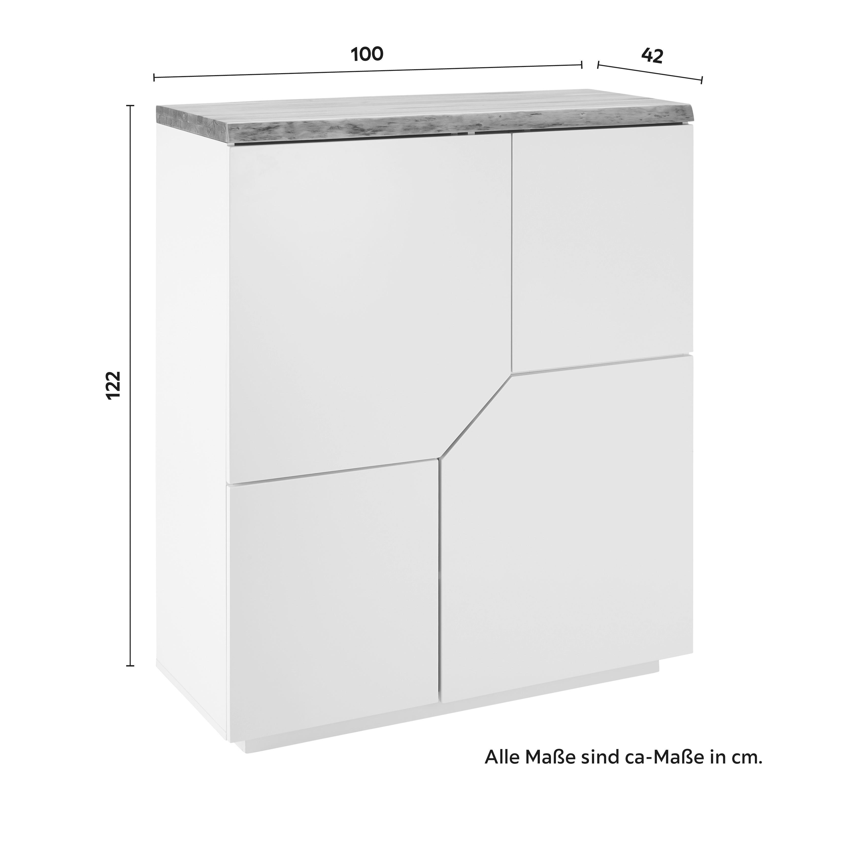 BYRÅ CARLOS - vit/ekfärgad, Modern, trä (100/122/42cm) - Bessagi Home