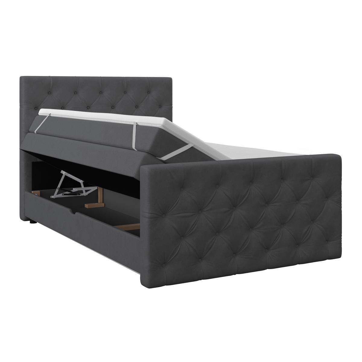 Boxspring Krevet Elio - boje grafita/bež, Romantično / ladanjski, tekstil/plastika (140/200cm) - Modern Living