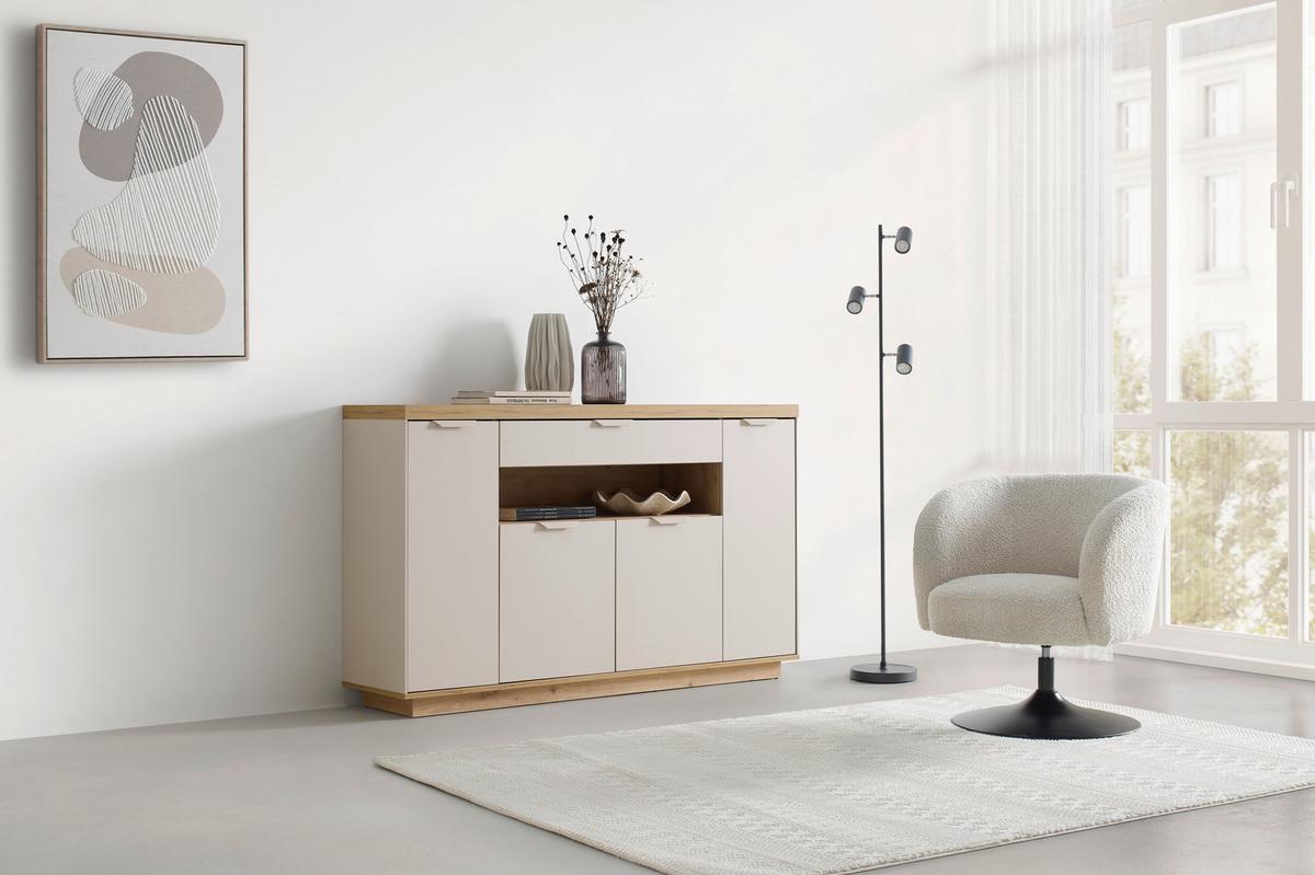 Sideboard Jake Eiche Artisan/Kaschmir - Kaschmir/Eiche Artisan, MODERN, Holzwerkstoff/Kunststoff (153/92/38cm) - Mömax