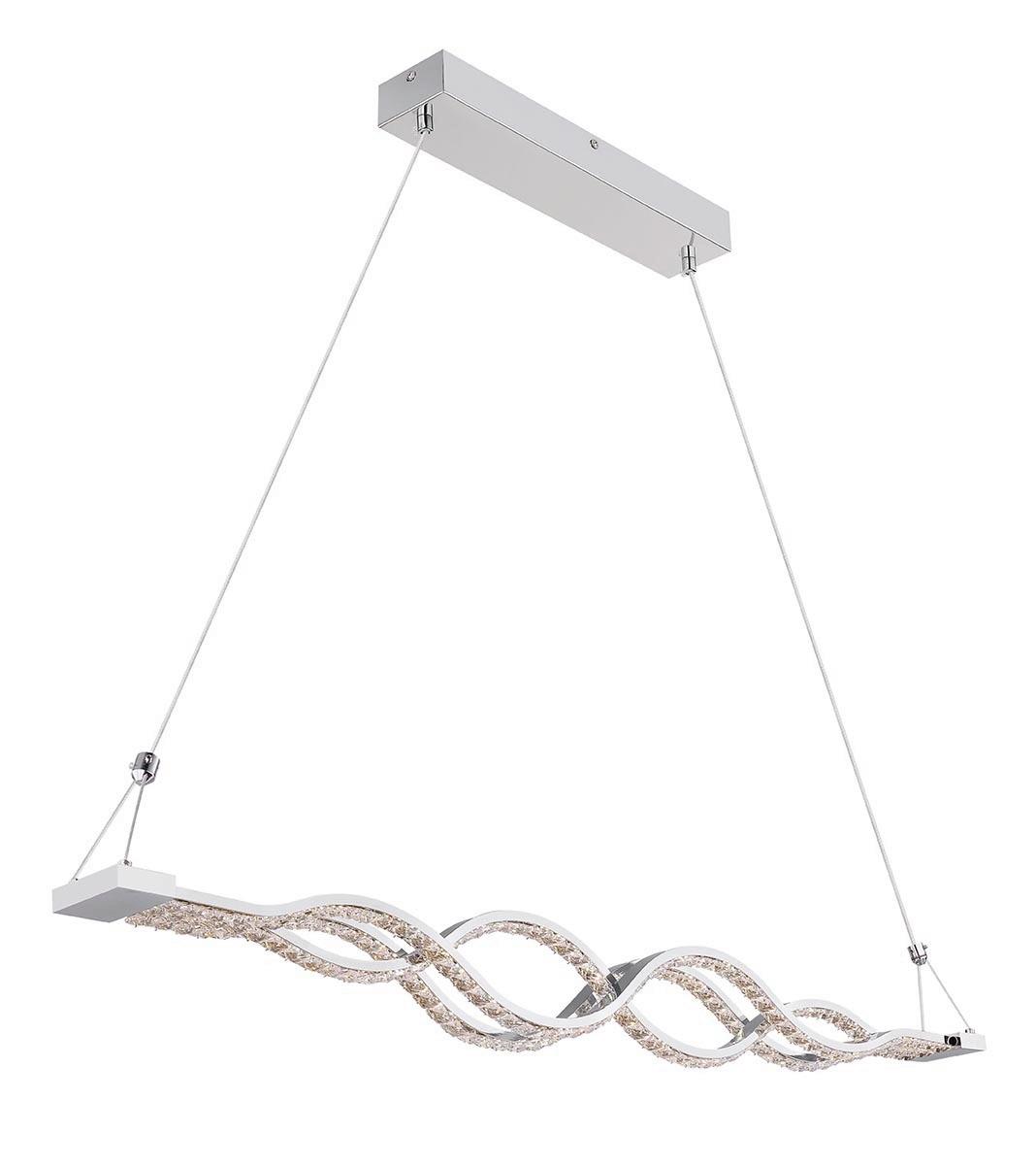 LED-Hängeleuchte Pilla in Chromfarben max. 30 Watt - Klar/Chromfarben, Basics, Glas/Metall (95/7/140cm) - Globo