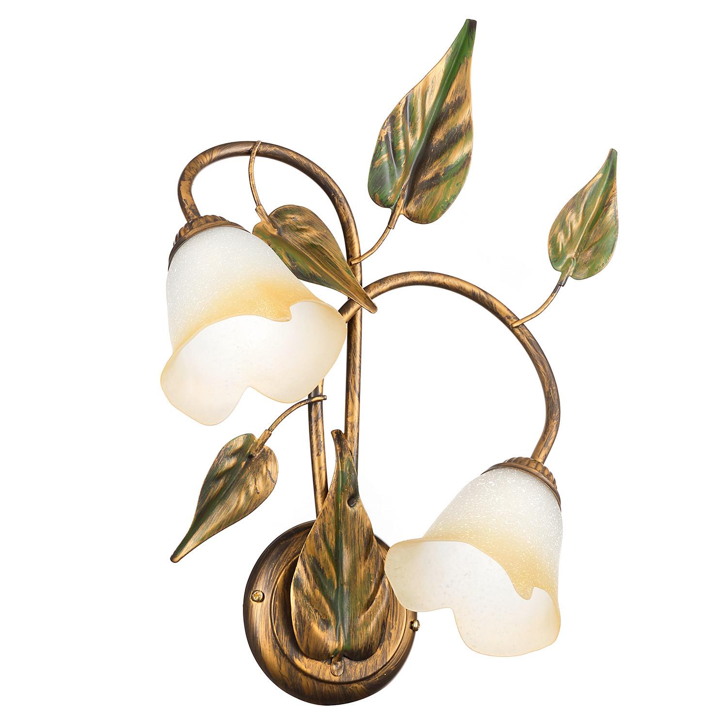 Wandleuchte Miranda Bronze/Olivgrün max. 6 Watt - Bronzefarben/Olivgrün, KONVENTIONELL, Glas/Metall (40/40/48cm)