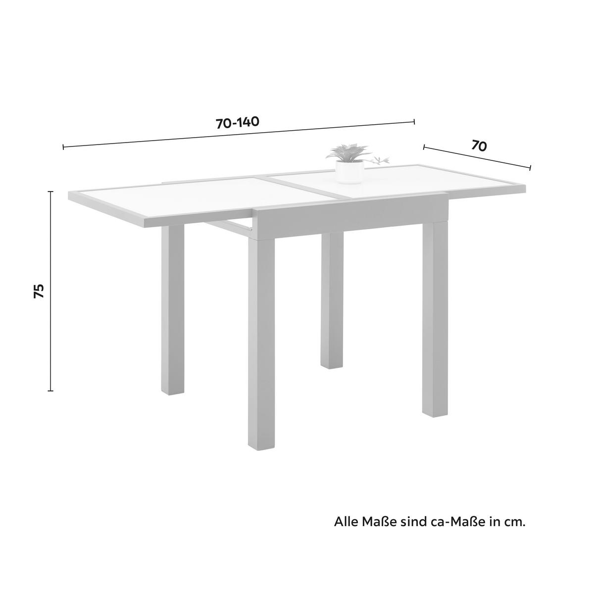 Vrtna Miza Atlanta 1 - bela/antracit, Moderno, kovina/steklo (70-140/75/70cm) - Mömax