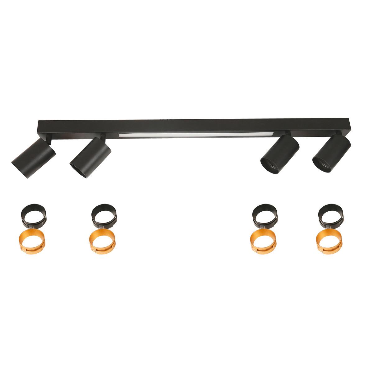 Led-deckenstrahler Lp-703/4c Perugia 4 - Schwarz, Konventionell, Metall (14.5/100/5.5cm)