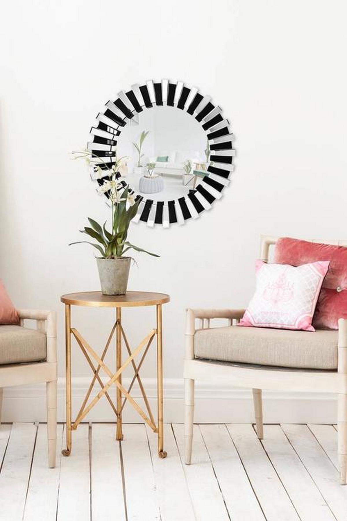 WANDSPIEGEL YHZP8 - Silberfarben/Schwarz, Basics, Glas/Metall (80/80/5cm) - Kayoom