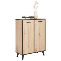 Schuhschrank in Eichefarben - Schwarz/Eiche Artisan, MODERN, Holzwerkstoff/Metall (69/94/33cm) - Mömax