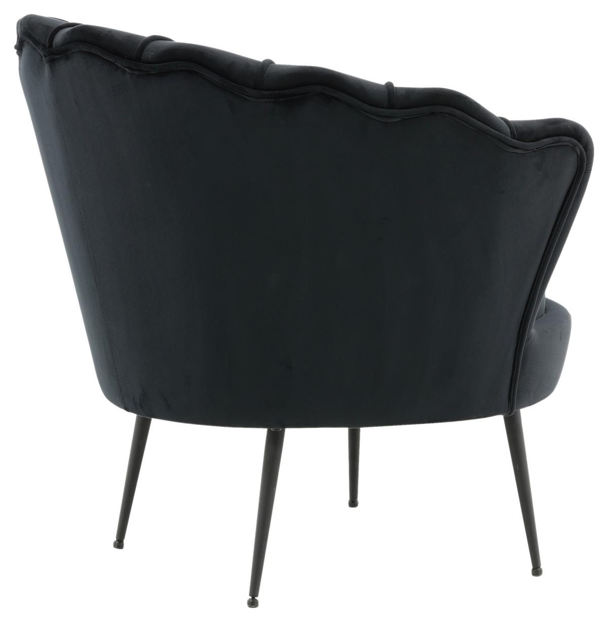 Sessel Calais ca. 83x76 cm Schwarz Samt - Schwarz, Design, Textil/Metall (83/76/77cm) - Livetastic