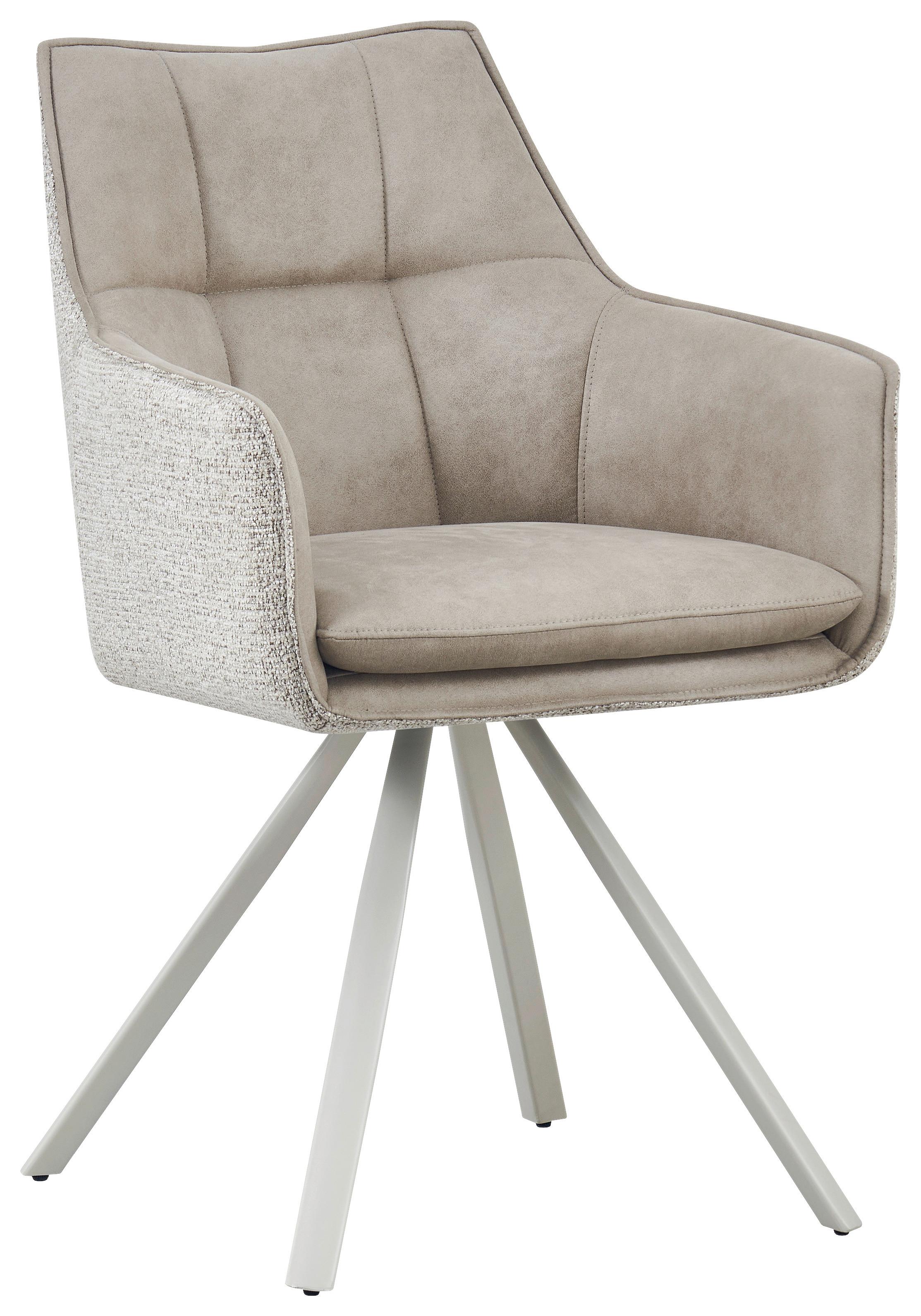 Armlehnstuhl Marian Beige ca. 56x89x61cm - Beige/Grau, Design, Holz/Textil (56/89/61cm) - Mömax