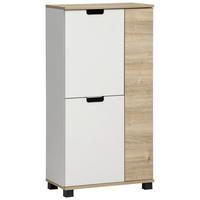Srednje Visoka Omara Emmik, Bela, Barva Hrasta - črna/barve hrasta, Moderno, umetna masa/leseni material (59,8/116,9/32,6cm) - Stylife