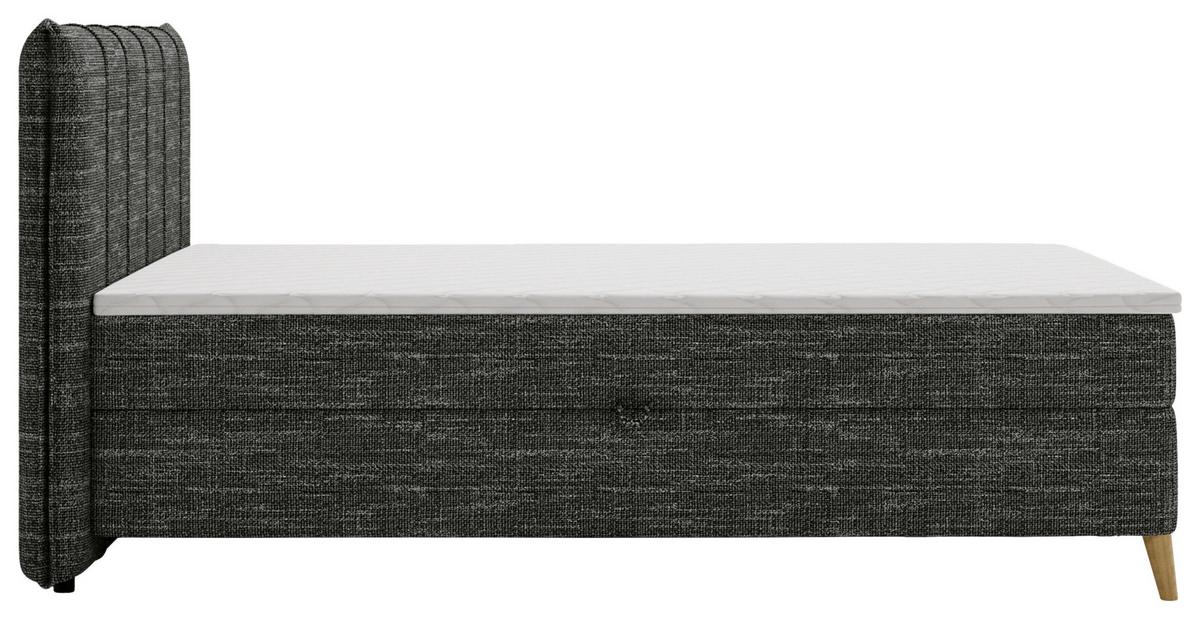 Boxbett Veloria Schwarz ca. 140x200cm - Schwarz, KONVENTIONELL, Textil/Metall (140/200cm) - Based