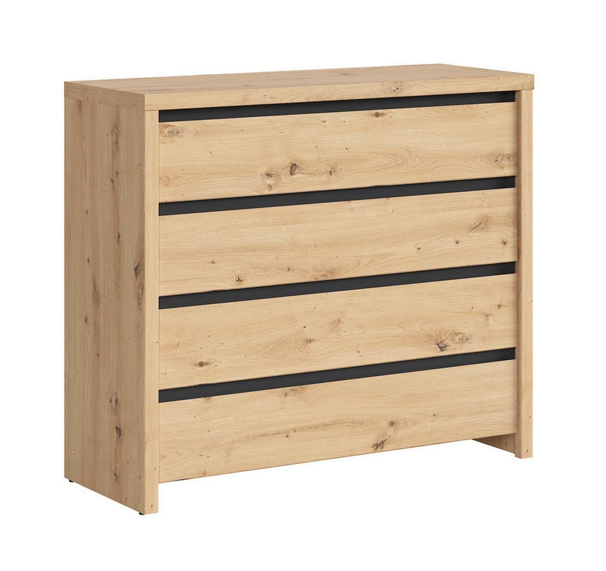Komoda Larios C, Barva Hrasta - črna/hrast artisan, Moderno, leseni material (105/91/40cm) - Mömax