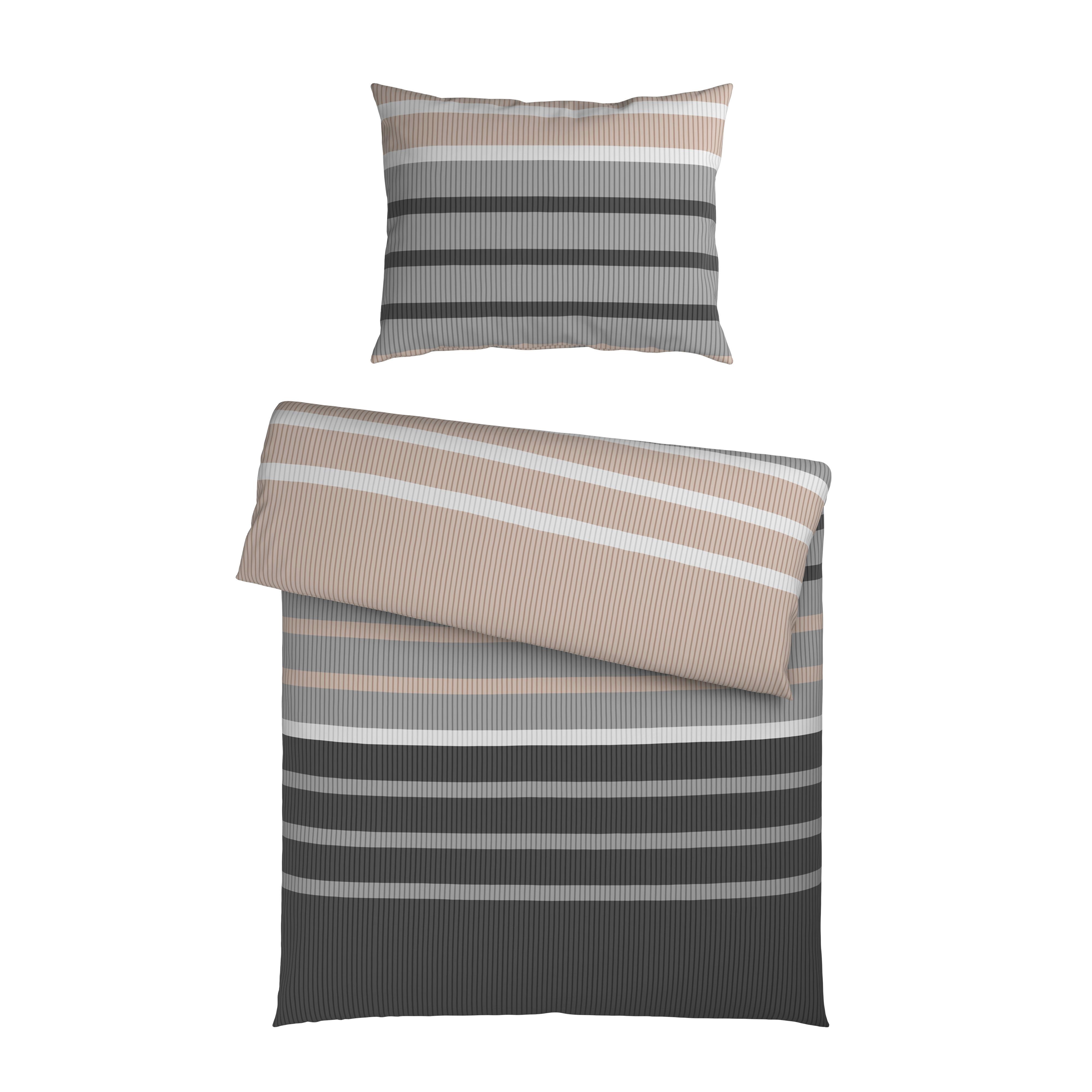 Bettwäsche Streif Schwarz/Beige ca. 140x200cm - Beige/Schwarz, KONVENTIONELL, Textil (140/200cm) - Mömax