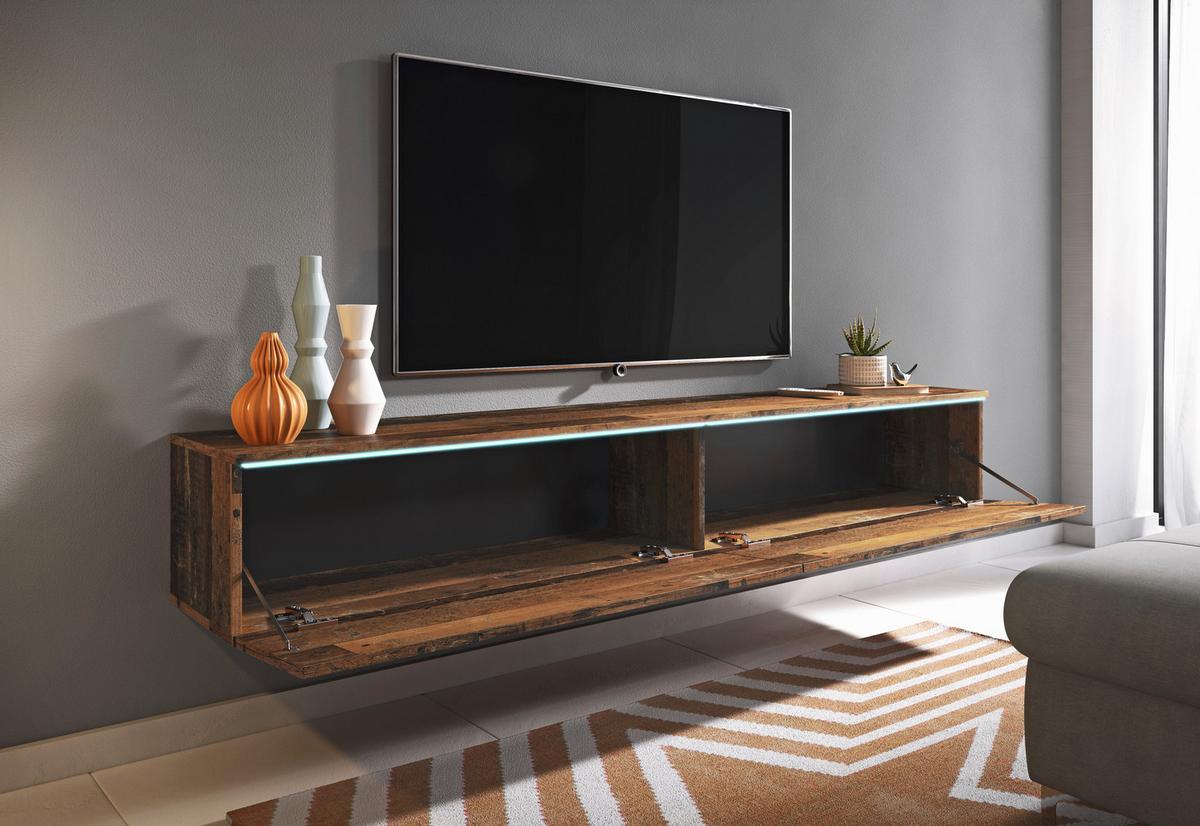 Nizka Omarica Lowa, Barva Hrasta, Vintage, Led - stari hrast/siva, Trendi, umetna masa/leseni material (180/30/33cm) - P & B