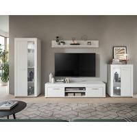 Ansamblu mobilier camera de zi JAM - alb, Design, sticlă/material pe bază de lemn (310/169/35cm) - Modern Living