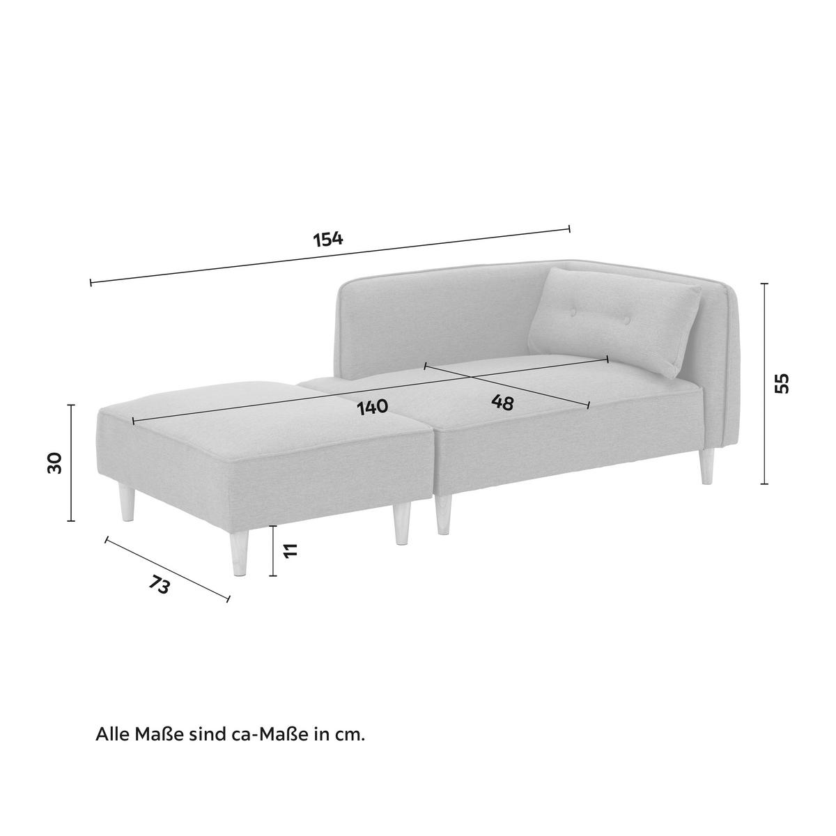 Sofa Fanny Dunkelgrau Leinenoptik mit Hocker - Dunkelgrau/Naturfarben, MODERN, Holz/Textil (154/55/73cm) - Bessagi Home