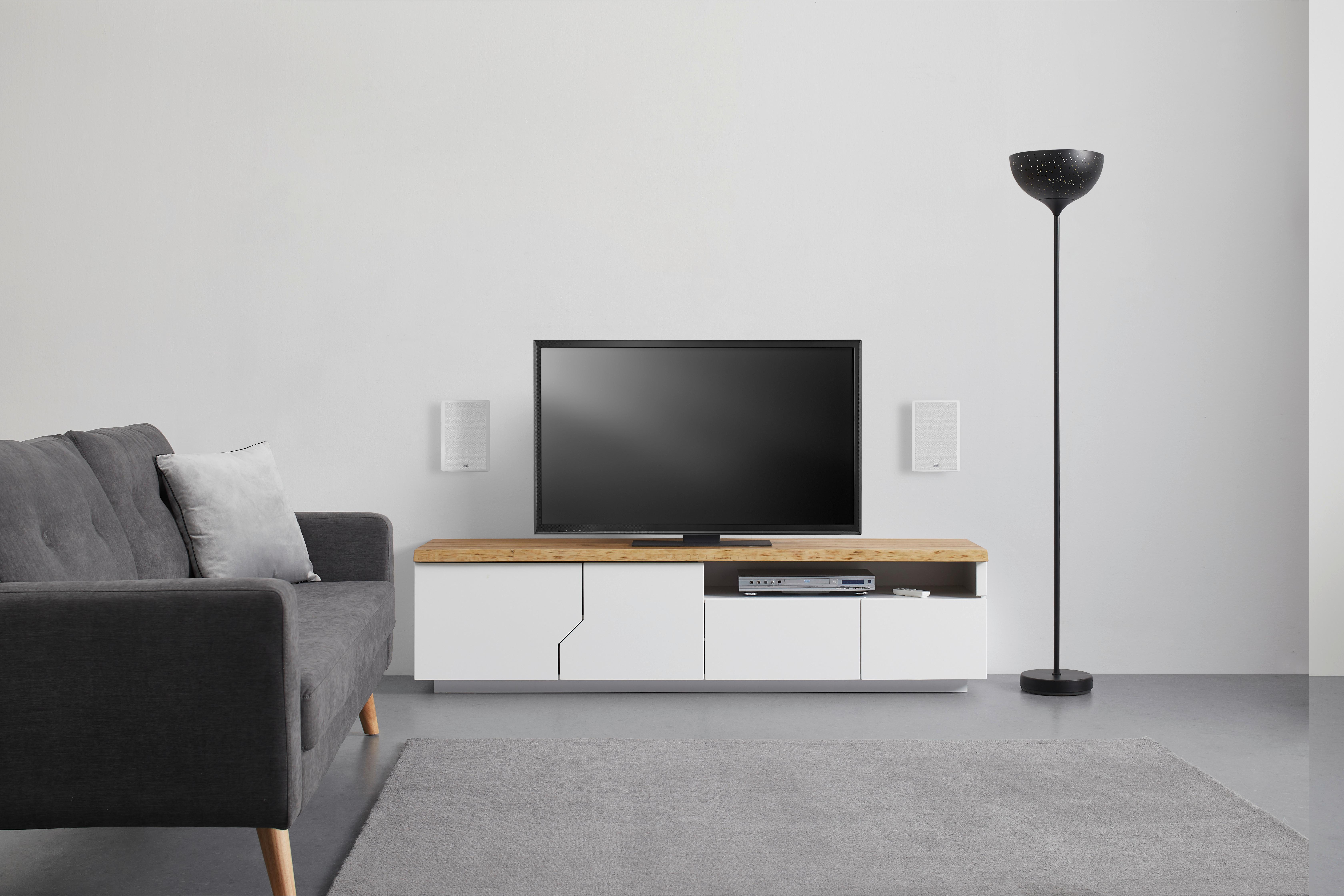 MEDIABÄNK CARLOS - vit/ekfärgad, Modern, trä (180/46,5/42cm) - Bessagi Home