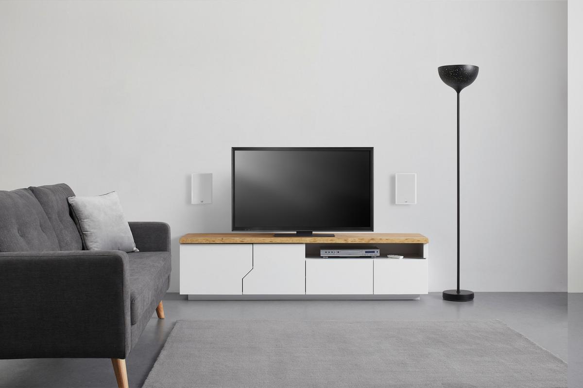 Lowboard Carlos Eichefarben/Weiß Echtholz - Eichefarben/Weiß, MODERN, Holz (180/46,5/42cm) - Bessagi Home