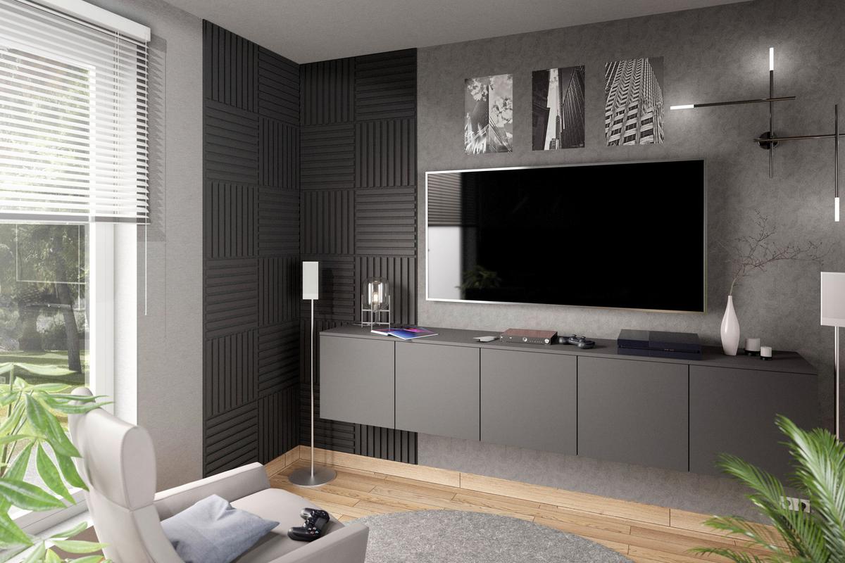 PANEL AKUSTYCZNY DP40 - czarny, Design, materiał drewnopochodny/tkanina (40/40/1,8cm) - Xora