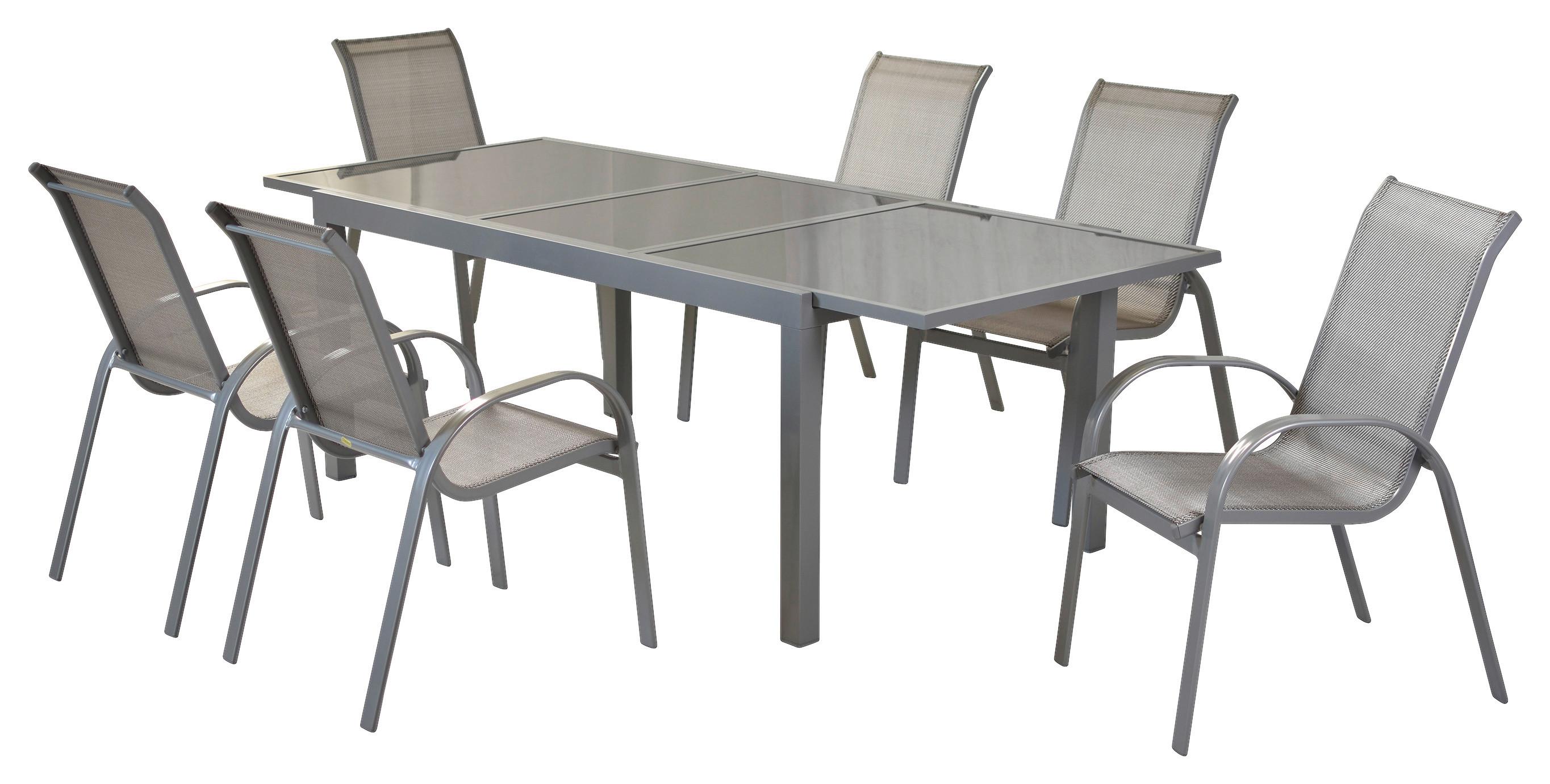 GARTENSET AMALFI - Silberfarben/Braun, MODERN, Textil/Metall - Gardenson