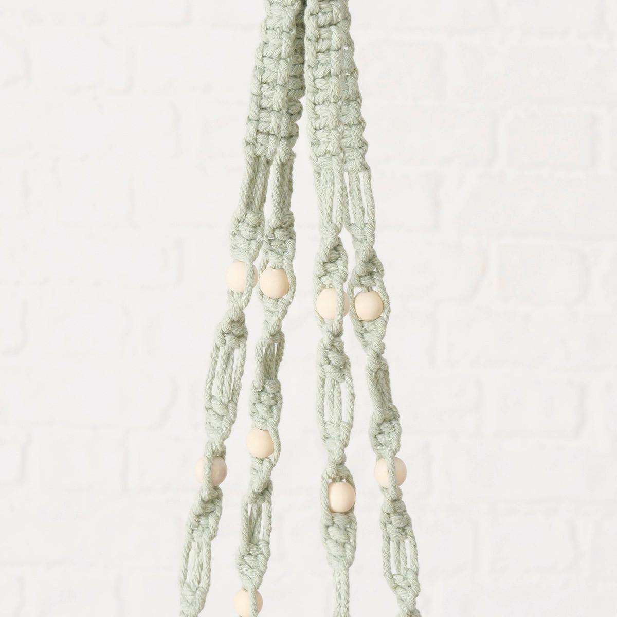 Tegla Za Biljke Makramee I - svijetlo zelena, Romantično / ladanjski, staklo/tekstil (80cm) - Modern Living