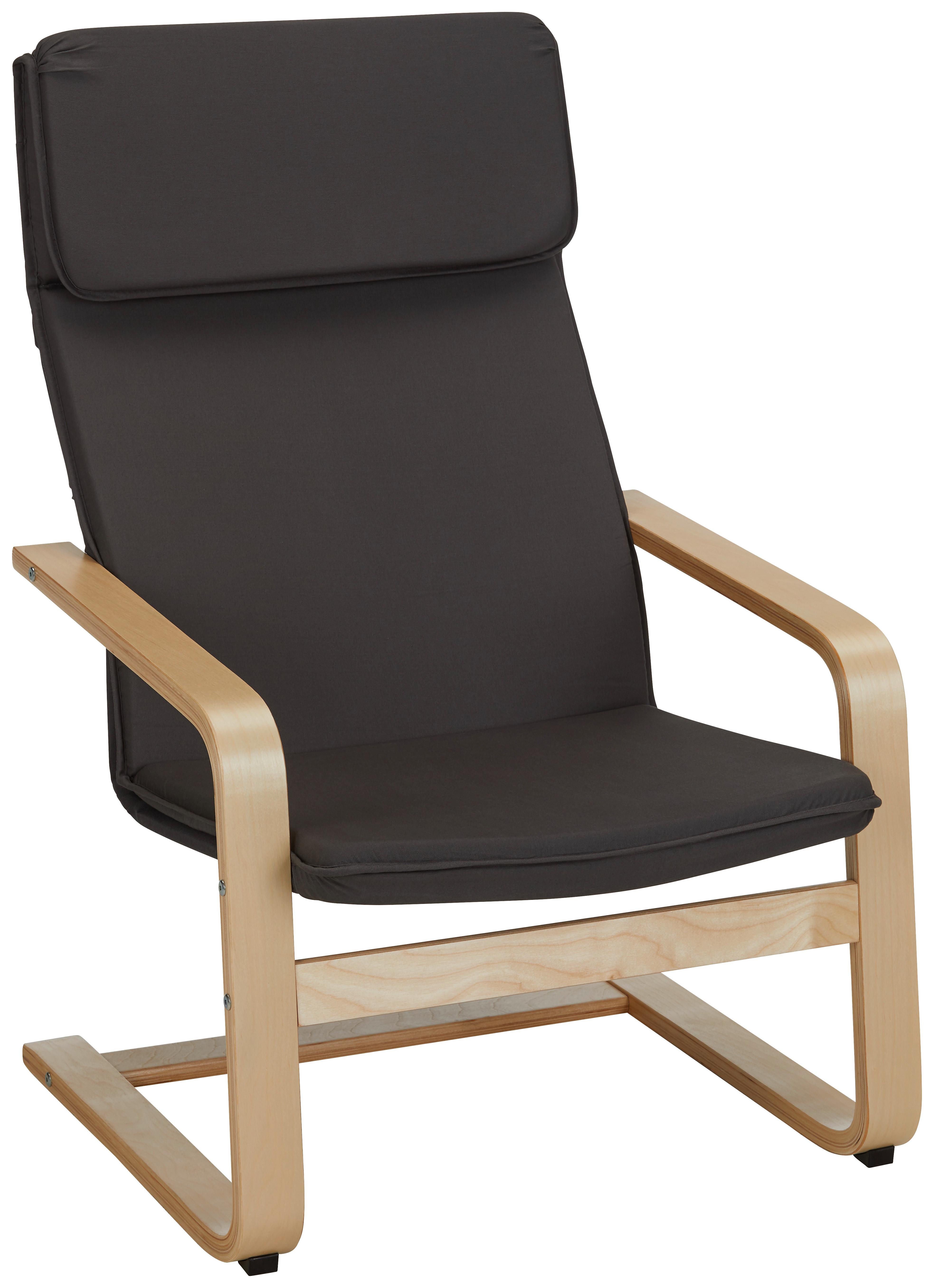 Relax-fotel Manu - Natúr/Szürke, modern, Fa/Textil (67/98/78cm) - Based
