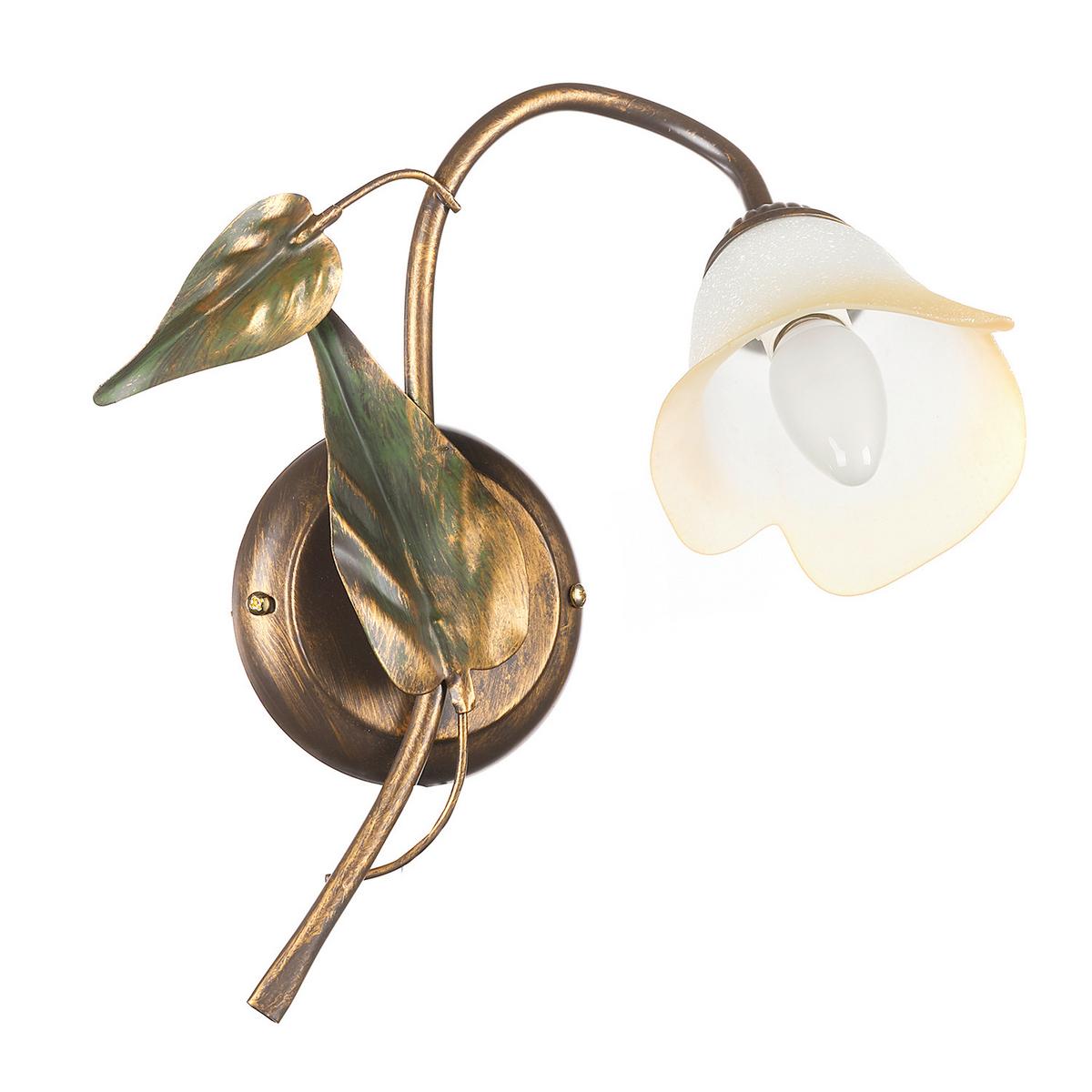 Wandleuchte Miranda Bronze/Olivgrün max. 6 Watt - Bronzefarben/Olivgrün, ROMANTIK / LANDHAUS, Glas/Metall (30/35cm)