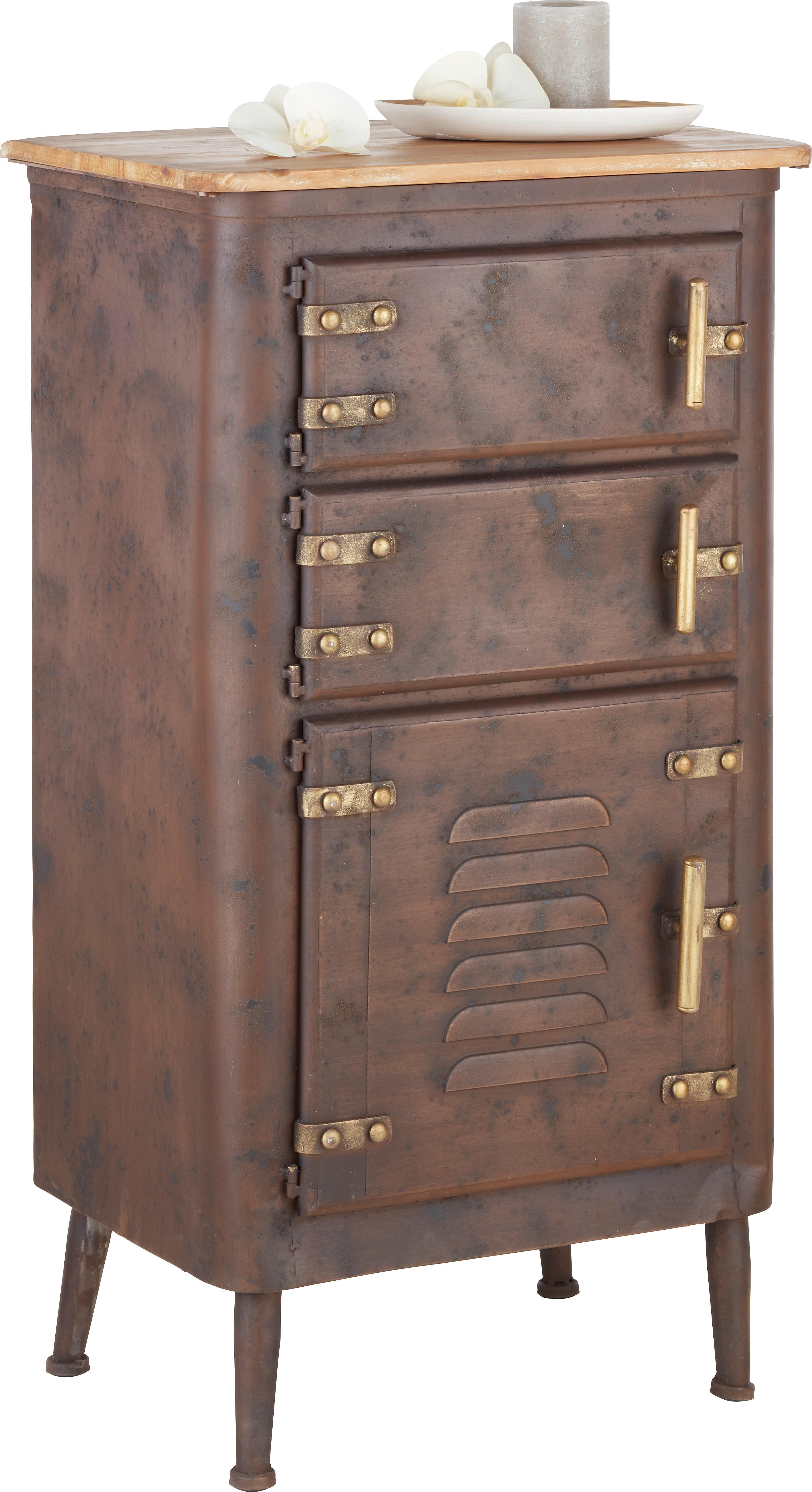 Kommode in Braun/Goldfarben - Goldfarben/Braun, Lifestyle, Holz/Metall (49/90,5/37cm) - Premium Living