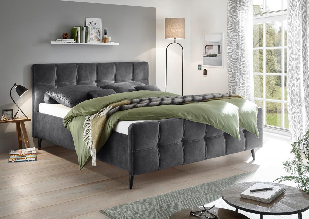Polsterbett in Anthrazit ca. 280x200 cm 'Mario C' - Anthrazit/Schwarz, Basics, Holz/Holzwerkstoff (180/200cm) - MID.YOU