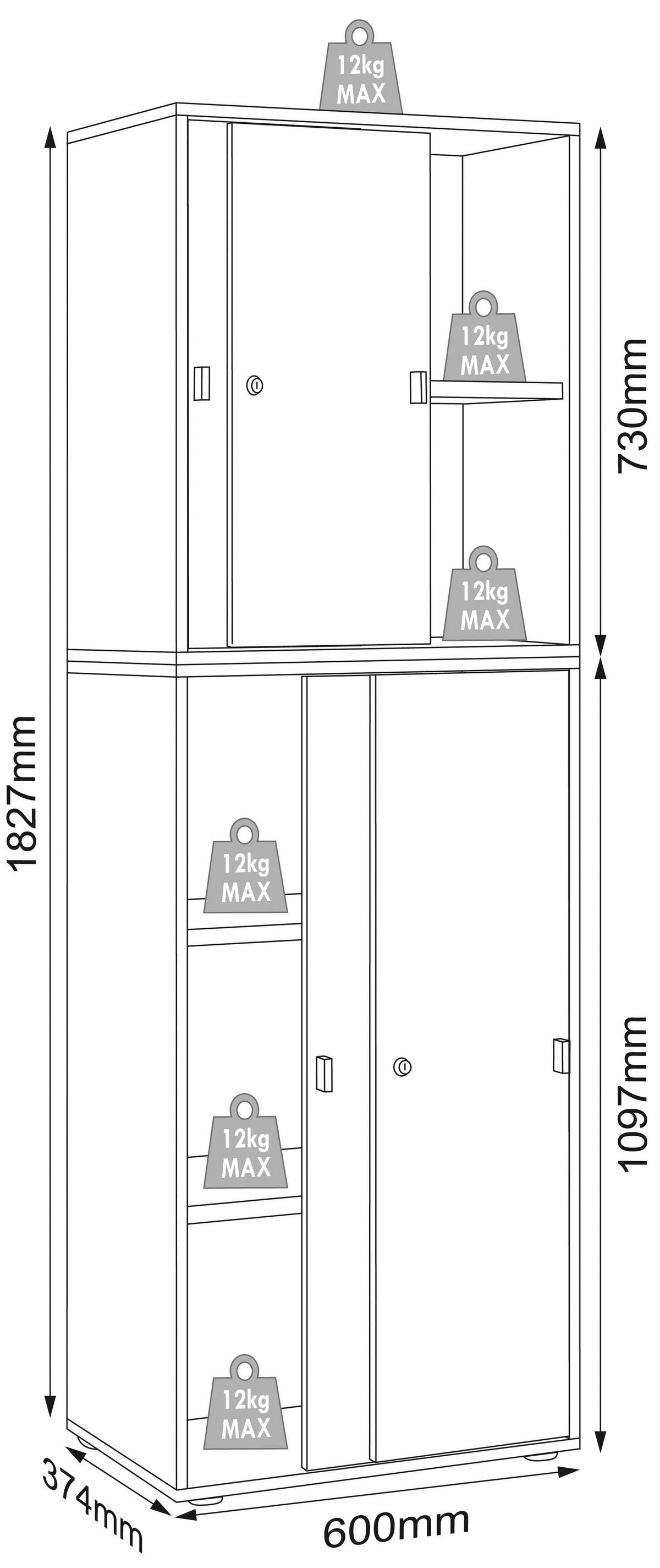 AKTENSCHRANK SALIA B60 - Honigeiche/Weiss, Design, Holzwerkstoff (60/183/37cm) - MID.YOU