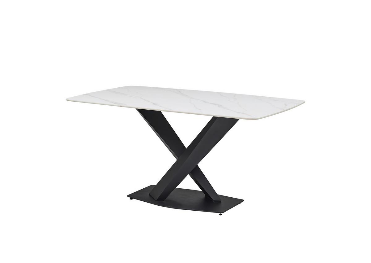 Jedilna Miza Ventura, Videz Marmorja, 180x90 - črna/bela, Moderno, kovina/keramika (180/75/90cm) - MID.YOU