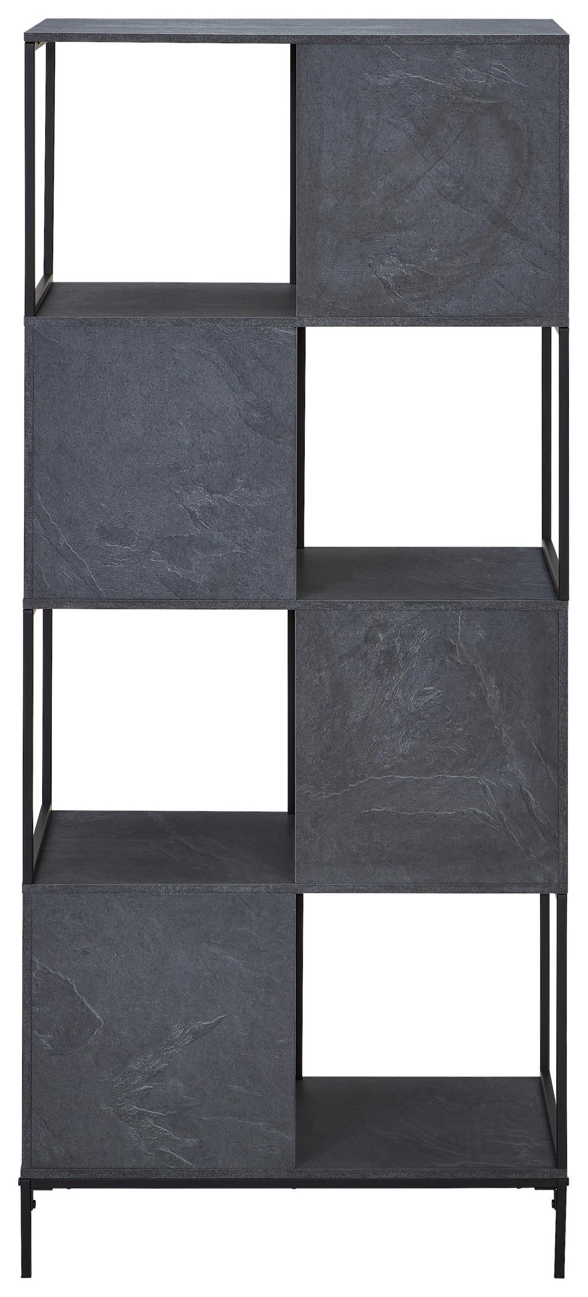 REGAŁ SEVILLA - czarny/szary, Modern, materiał drewnopochodny/metal (70/158/35cm) - PBJ