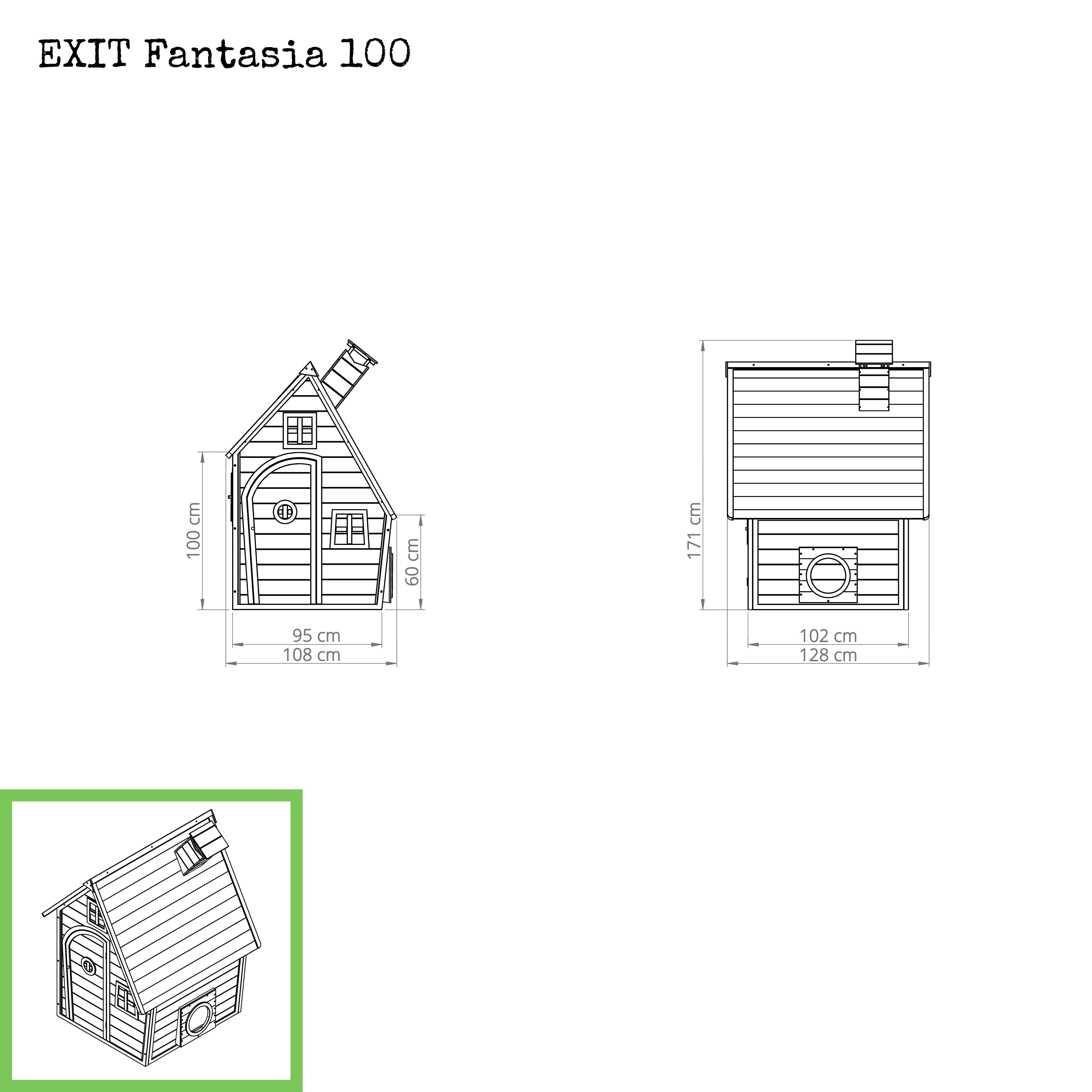 Igralna Hišica Exit Fantasia 100, Naravne Barve - naravne barve, Konvencionalno, les (128/108/171cm) - EXIT Toys