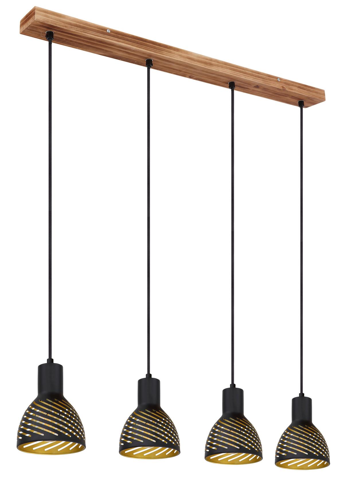 Hängeleuchte Lenna max. 60 Watt - Goldfarben/Schwarz, Basics, Metall (90/12,5/120cm) - Globo