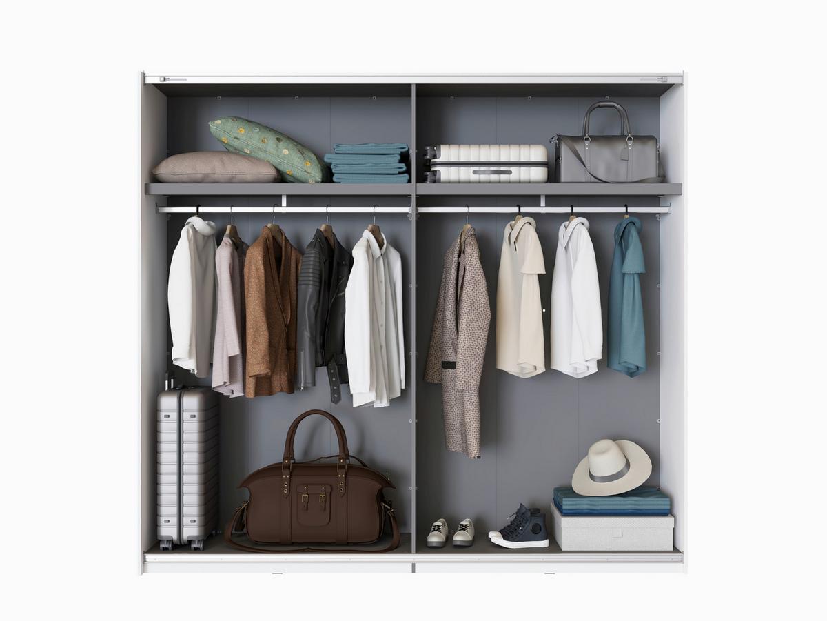 Schwebetürenschrank Gard Weiß - Schwarz/Weiß, KONVENTIONELL, Holzwerkstoff/Metall (245/217/61cm) - Based