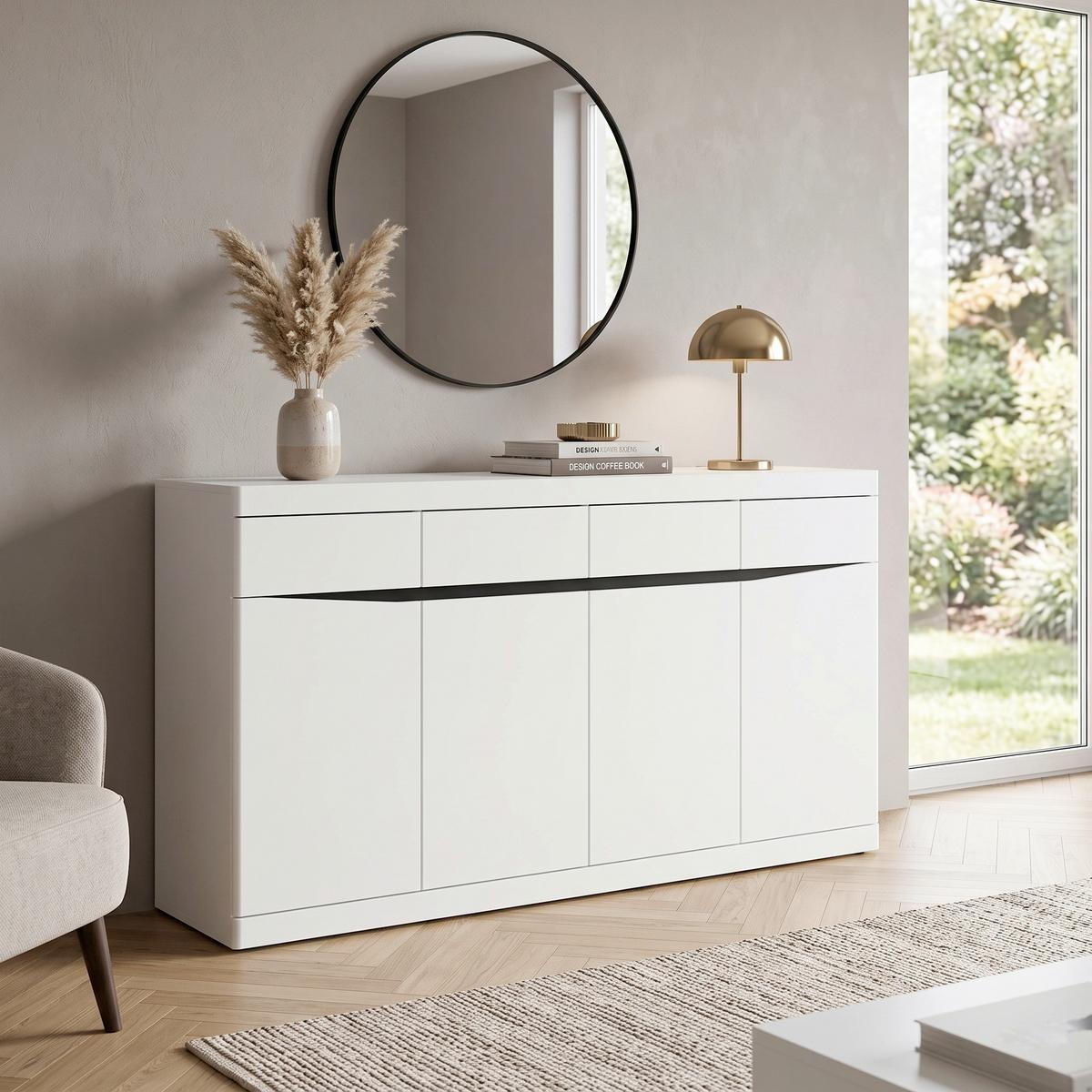 Komoda Turino Neo - bela/crna, Trendi, pločasti materijal/plastika (168/92,1/39,9cm) - Modern Living