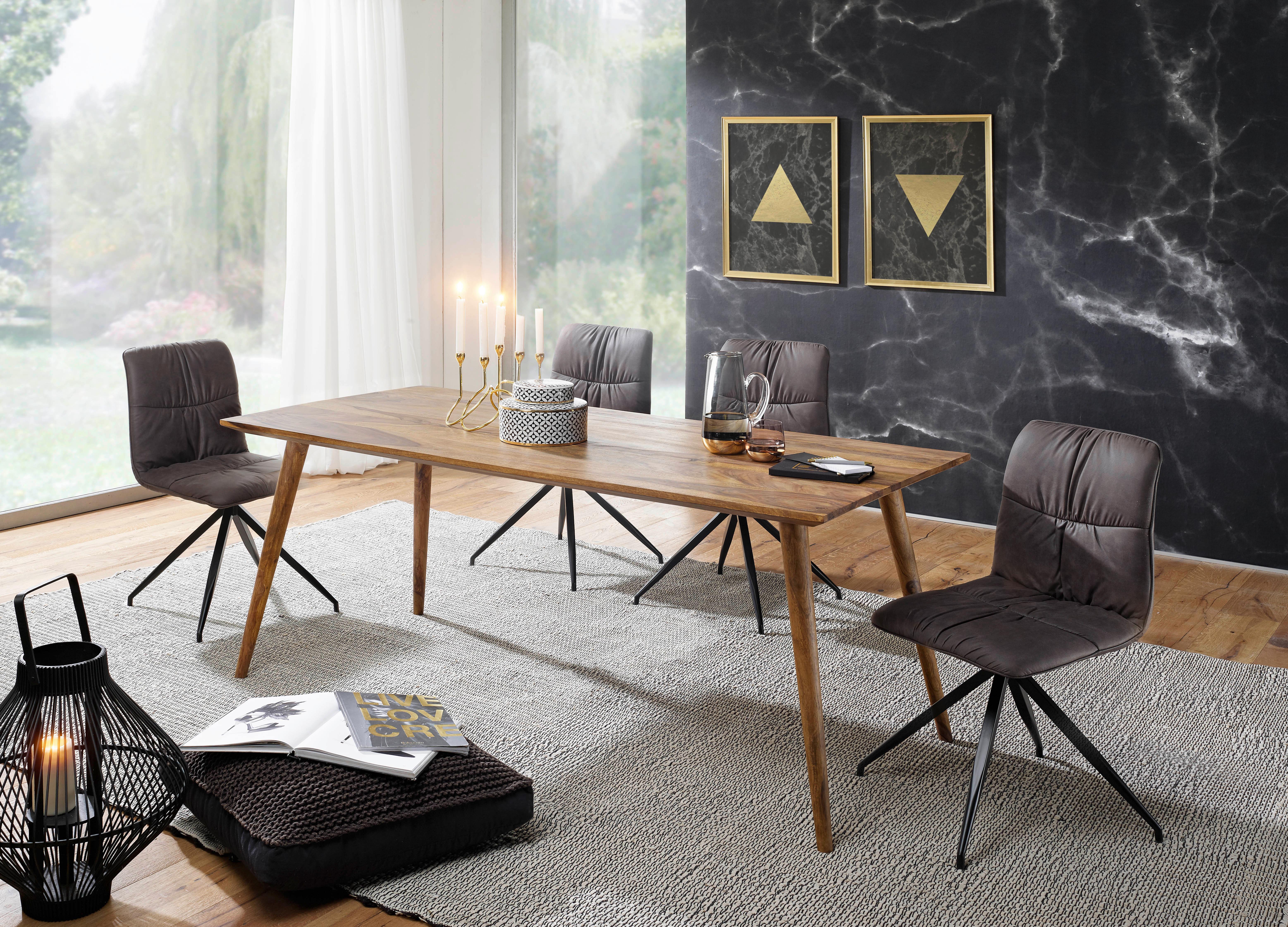 Jedilna Miza Repa, Pravi Les, 160x80cm - barve indijskega rožnega lesa, Design, les (160/80/76cm) - MID.YOU