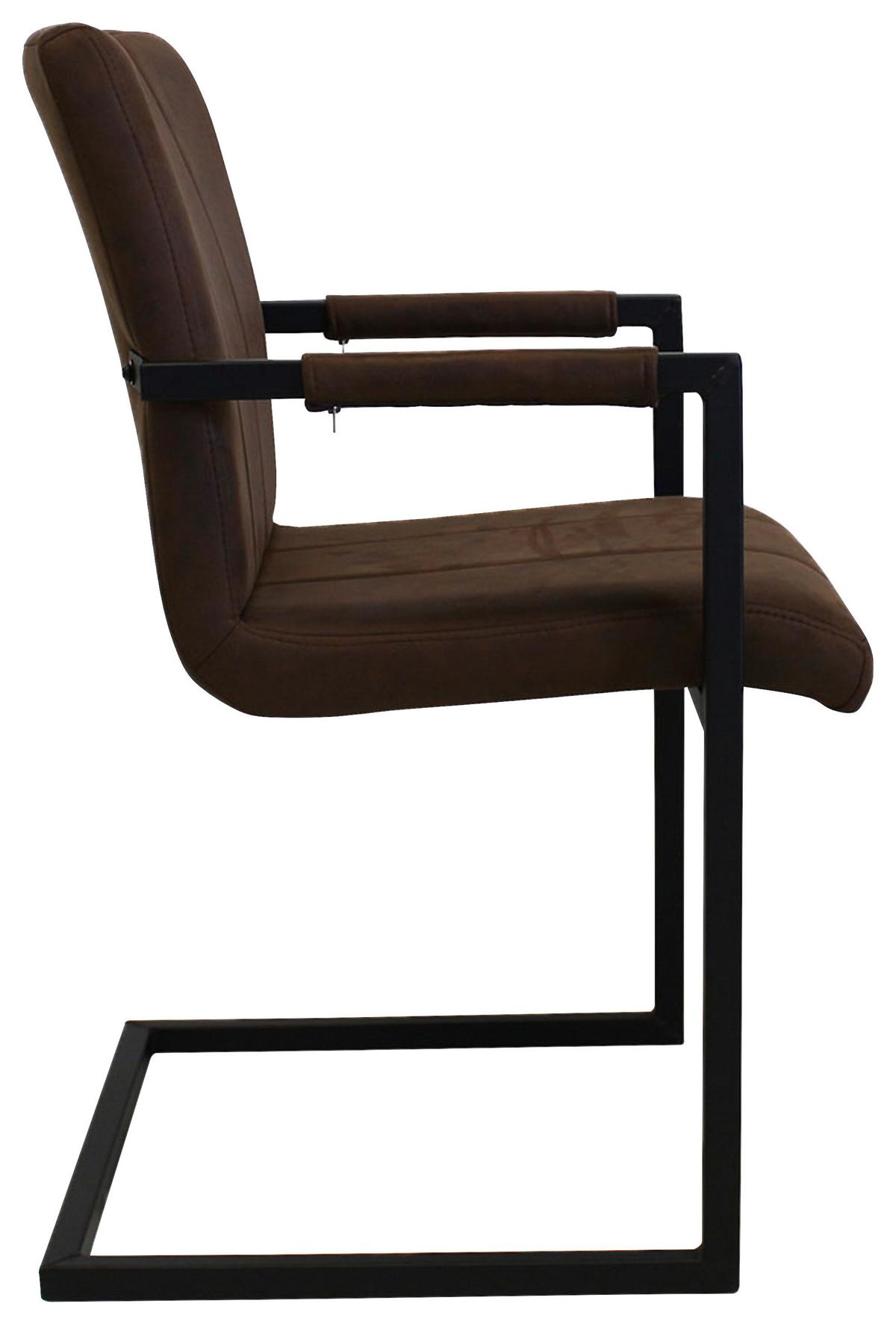 Armlehnstuhl-Set Brandon 2er- Set ca. 54x85 cm Braun - Schwarz/Braun, KONVENTIONELL, Textil/Metall (54/85/61cm) - MID.YOU